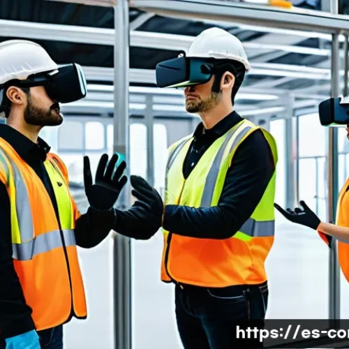 건설 현장 안전 교육 사례 - **Prompt:** A diverse group of four construction workers, two men and two women, actively engaged in...