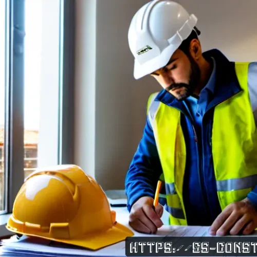 Home 17 시공 전문가가 알아야 할 계약서 작성법 - Photorealistic editorial scene in a sunlit construction office in Madrid, experienced Spanish constr...
