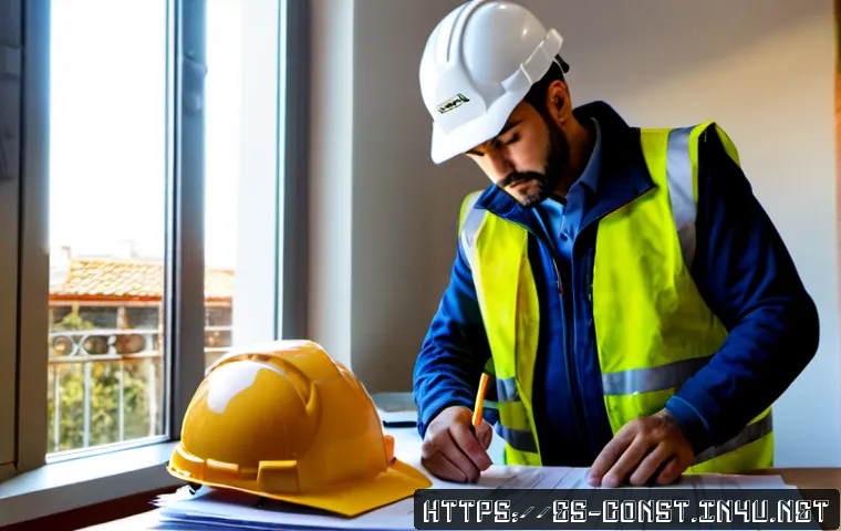 시공 전문가가 알아야 할 계약서 작성법 - Photorealistic editorial scene in a sunlit construction office in Madrid, experienced Spanish constr...